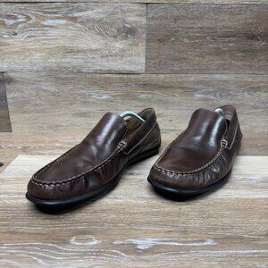 Ecco Brown Leather Moc Toe Slip On Loafer Extra Wide Men's Size EU 45